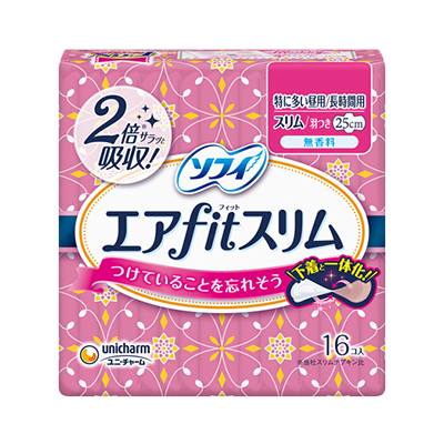 ソフィエアfitスリム(R)無香料　特に多い昼用/長時間用　羽つき25cm