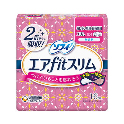 ソフィエアfitスリム(R)無香料　特に多い昼用/長時間用　羽つき25cm